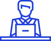 Icon of man working on laptop