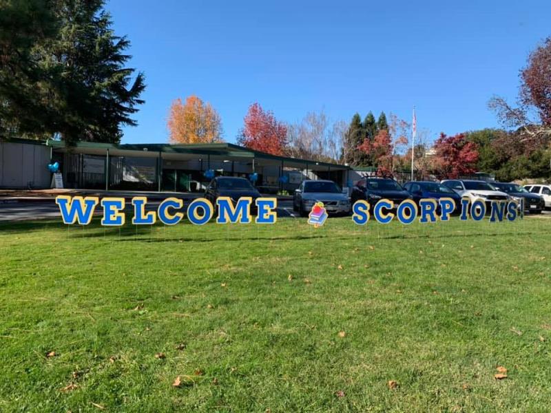 Picture of the welcome sign at San Jose Middle School in front of the office