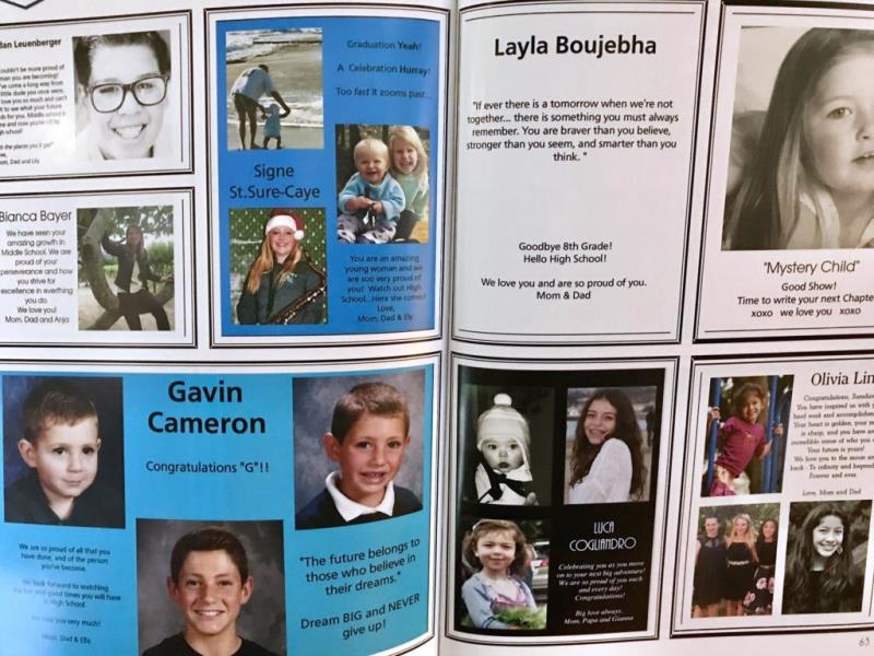 yearbook spread with dedication ads