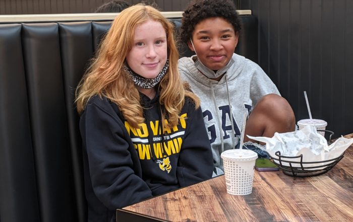 students at Round Table Pizza